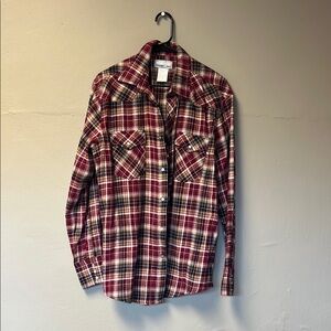 Women’s Plaid Shirt - Red and White
